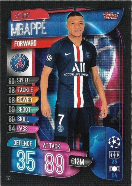 PSG N 11 KYLIAN Mbappe Psg Match Attax 2019 20 Topps EUR 3 00