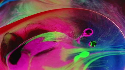 Neon Smoke Texture Paint Water Flow Green Blue Ink Stock Video Video