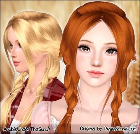 Double Light Braids Peggy`s Hairstyle Retextured By Anubis Sims 3