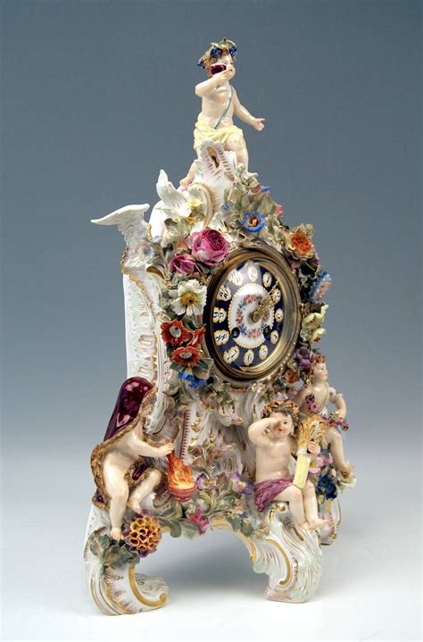 Meissen Tall Mantle Table Clock Four Seasons Kaendler C 1860 At