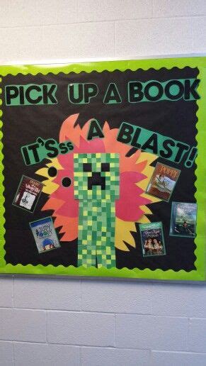 Minecraft Bulletin Board Minecraft Classroom Library Bulletin Boards Minecraft Theme