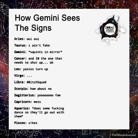 How Gemini Sees The Signs Gemini Traits Gemini Life Zodiac Sign