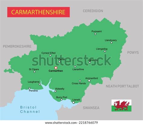 Vector Illustration Carmarthenshire Map Wales Stock Vector (Royalty ...