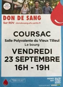 Don Du Sang Vendredi Septembre Coursac Mairie De Razac Sur L Isle