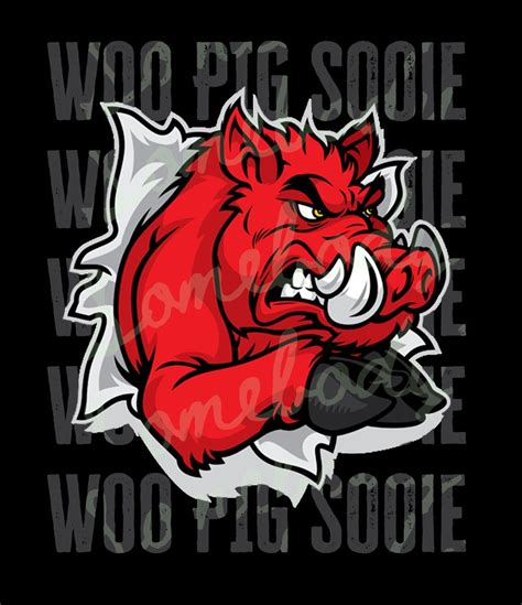 Arkansas Razorbacks Woo Pig Sooie Stacked With Razorback PNG SVG