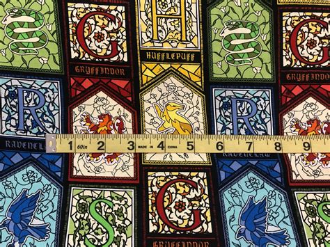 Harry Potter Stained Glass Houses Fabric Movie Fabric Etsy