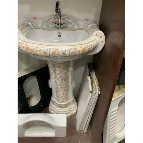 Ceramic White One Piece Pedestal Washbasin For Bathroom At Rs 2500 In