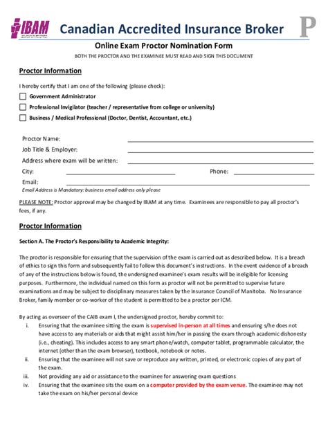 Fillable Online Ibas Proctor Nomination Form And Agreement Fax Email