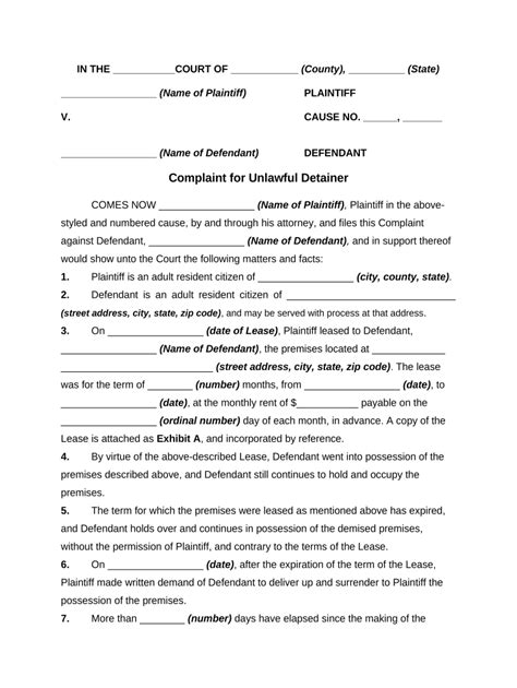 Unlawful Detainer Eviction Doc Template Pdffiller