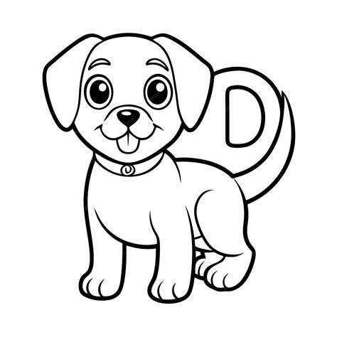Dog Alphabet Coloring Page D Dog in Yellow and Green with Flowery Crown