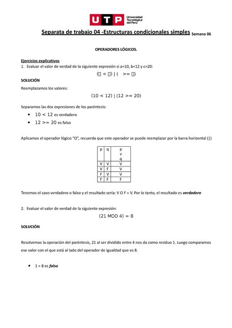 Separata Unidad Ejercicios Separata De Trabajo