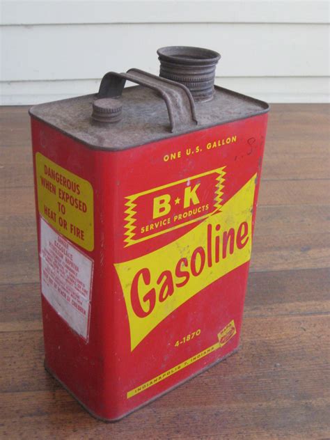 Vintage One Gallon Gasoline Can Gas Can Bk Service