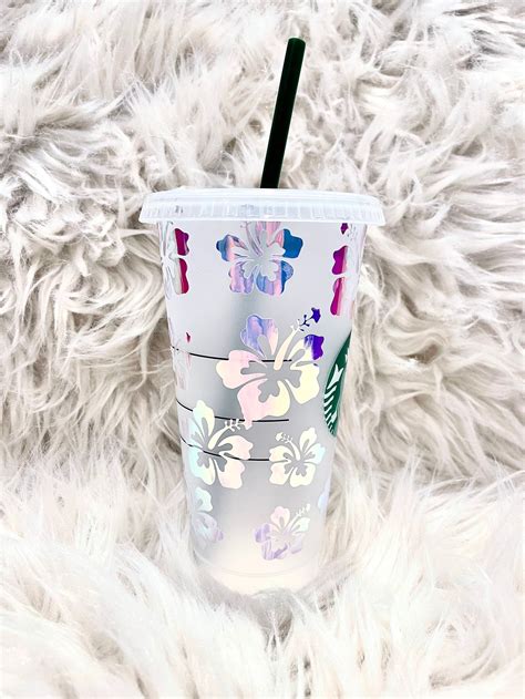 Hibiscus Flower Starbucks Cup Starbucks Cold Cup Hibiscus Etsy