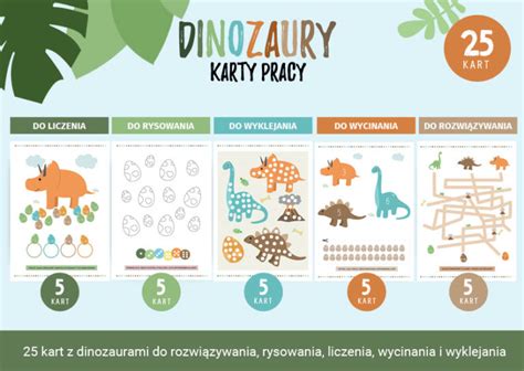 Karty Pracy Dinozaury 25 Kart Z Dinozaurami Do Druku