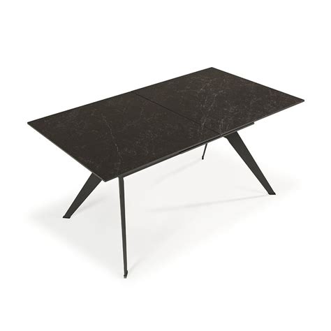 Mesa De Jantar Extens Vel Em Cer Mica Preta E Metal X X