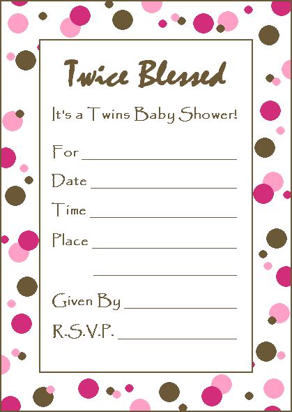 Cute and Free Twin Baby Shower Invitations