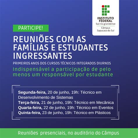 Câmpus Sapucaia promove reuniões estudantes ingressantes e familiares