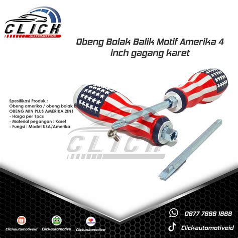 Jual Obeng Bolak Balik Best Quality Motif Amerika Inch Gagang Karet