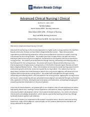 NURS 271 Syllabus Fall 2021 FINAL Pdf Advanced Clinical Nursing I