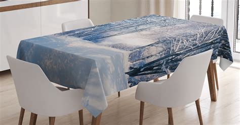 Ambesonne Winter Tablecloth Rectangular Table Cover Alley In Snowy