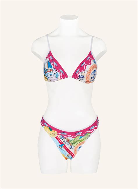 Seafolly Triangel Bikini Top Wish You Were Here In Fuchsia Weiss Blau