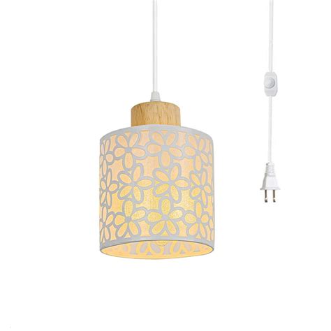 Fsliving Wooden Base Modern White Petal Pattern Shade Pendant Light