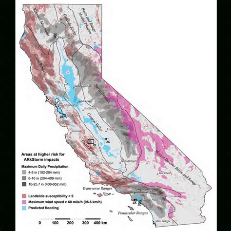 Summary Map Showing Arkstorm Predictions For California - Real Time ...