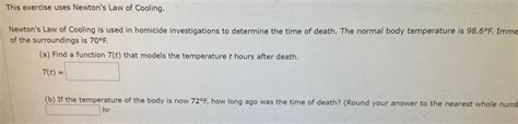 [answered] This Exercise Uses Newtons Law Of Cooling Newtons La