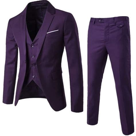 Men Suits Purple 3 Piece Slim Fit Formal Fashion Wedding Suit Etsy