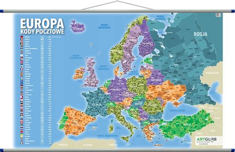 Europa Kodowa Mapa Cienna Kody Pocztowe Europy