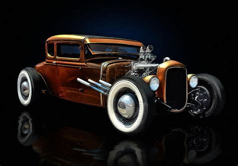 Golden Brown Hot Rod Digital Art by Rat Rod Studios