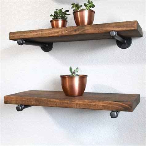 Industrial Pipe Shelf Brackets 12 Inch Set Of 4 Rustic Floating