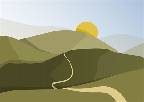 Green mountain with road and sun 16076511 Vector Art at Vecteezy