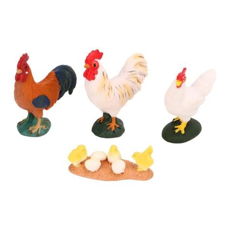 Atyhao 4 pcs ferme poulet animaux jouets Statue simulé réaliste poussin