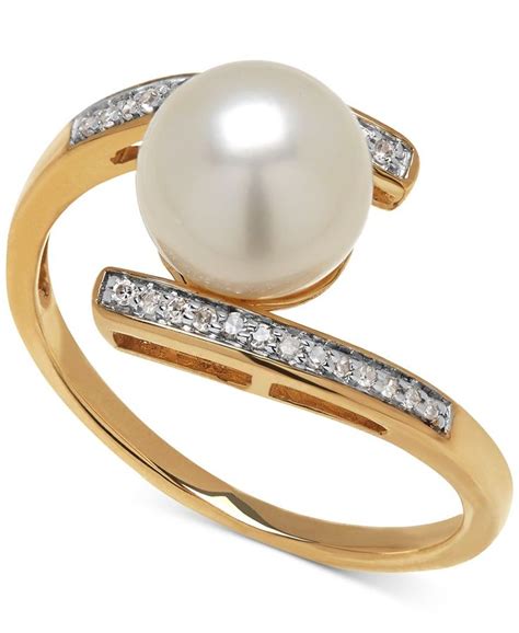 Honora Cultured Freshwater Pearl 8mm And Diamond Accent Ring In 14k Gold And Reviews Rings