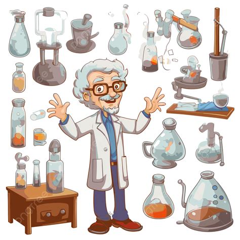 Laboratório Cientista Vetor PNG Adesivo Clipart Personagem De Desenho