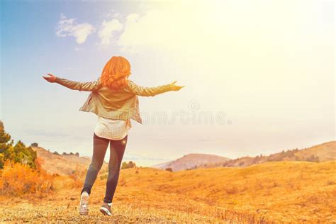 Beauty Woman Outdoors Enjoying Nature. Stock Image - Image of people ...