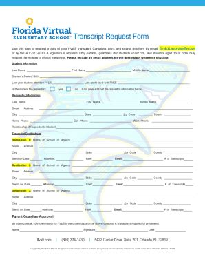 Fillable Online Transcript Request Flvsrequest Your Transcriptfederal