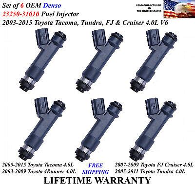 Set Of 6 Genuine Denso OEM Fuel Injector For 2005 2015 Toyota Tacoma 4