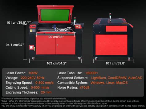 VEVOR Graveur Laser CO2 Machine de Gravure Découpe 100W Table de