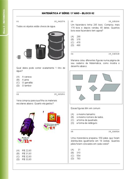 Prova Brasil S Rie Ano Portugu S E Matem Tica Construindo Futuros