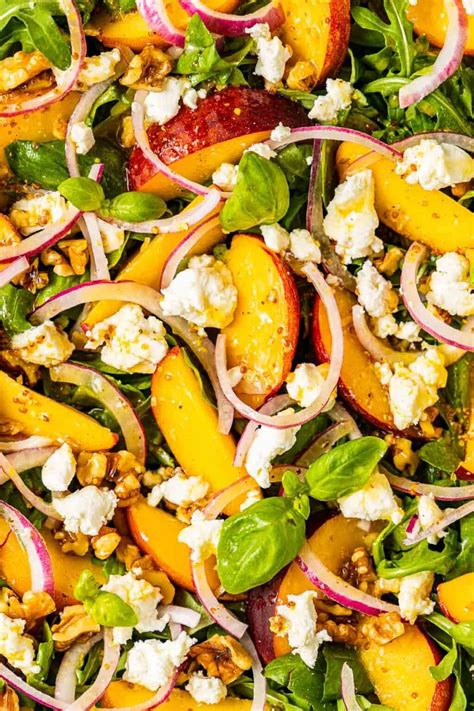 Peach Salad With Basil And Goat Cheese The Mediterranean Dish