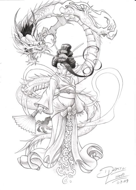 Japanese Geisha Drawing At PaintingValley Explore Collection Of