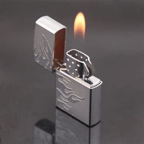 Novelty Cigarette Lighter Butanerefillable Flame Gas Lightersgadget Metal Cigarette Flint