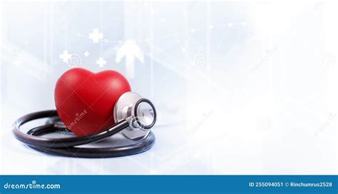 Concept Stethoscope And Red Heart With Health Insurance Doctor