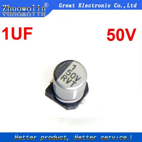 30 Pc lote SMD Capacitor Eletrolítico de Alumínio 50 V 1 UF TAMANHO 4 5