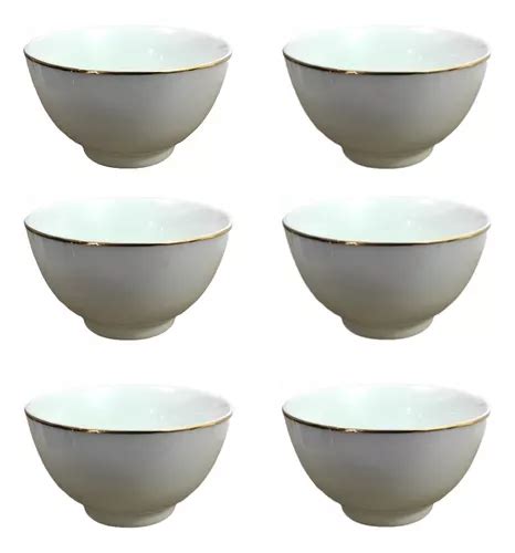 Jogo 6 Bowls De 500 Ml Filete Ouro Porcelana Schmidt Parcelamento