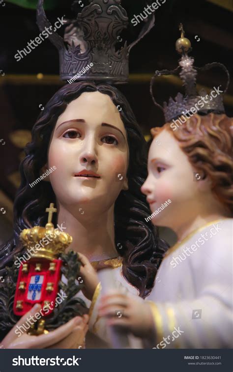 Statue Blessed Virgin Mary Child Jesus Stock Photo 1823630441