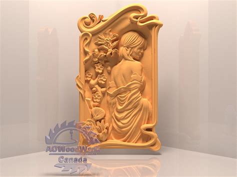 Naked Nude Girl Woman Decorative Panel Relief For CNC Router Stl Model