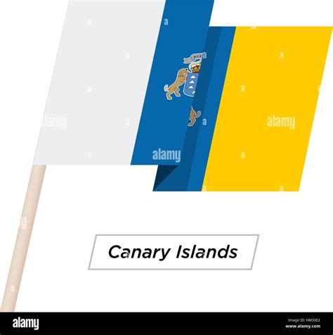 Islas Canarias cinta ondeando la bandera aislado en blanco Ilustración